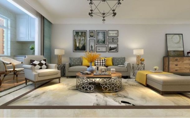 东方米兰国际城123平米三居室现代简约风格设计方案效果图参考