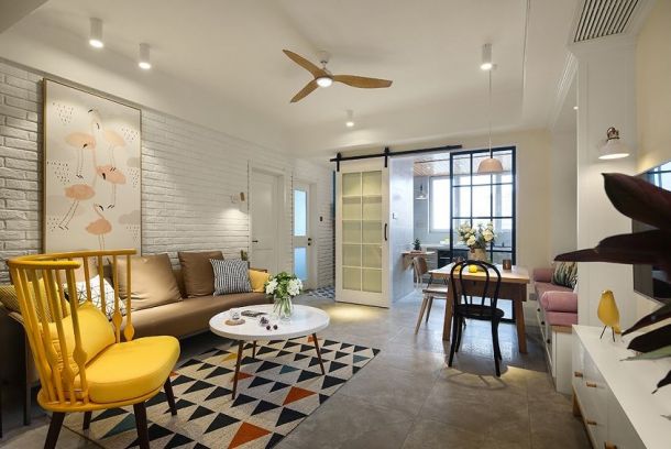 天琴湾100平米三居室现代简约风格设计方案效果图参考