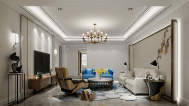 天鹅堡160平米三居室现代简约风格设计方案效果图参考