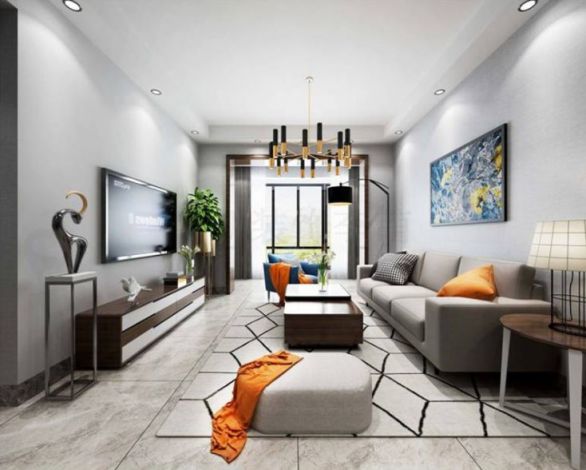 南飞鸿十年城92平米三居室现代简约风格设计方案效果图