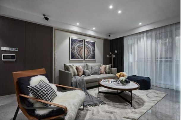 华远海蓝城115平米三居室现代简约风格设计方案效果图参考