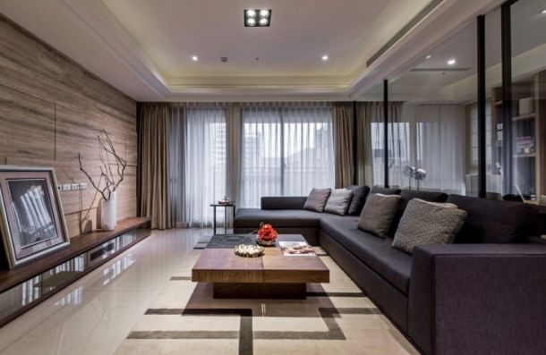 高科绿水东城130平米三居室现代简约风格设计方案效果图参考