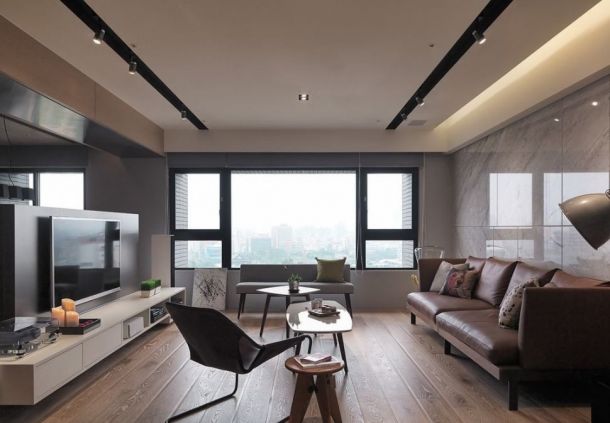 万达天樾160平米三居室现代简约风格设计方案效果图效果图