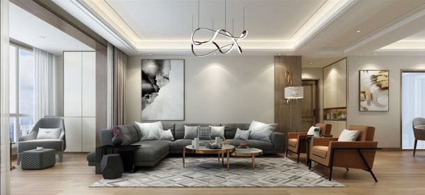 雅居乐胡居笔记169平米三居室现代简约风格设计方案效果图参考