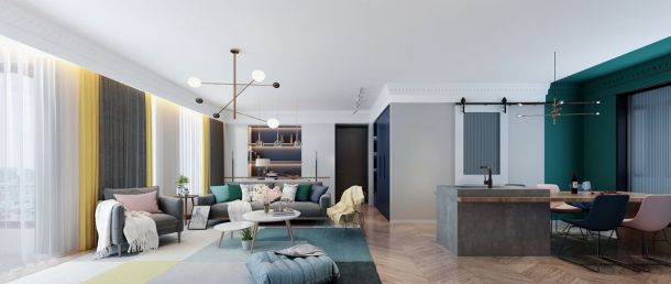 海德堡142平米三居室北欧风格设计方案效果图参考