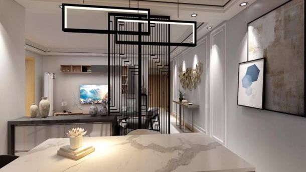 阳光台365 108平米三居室现代简约风格装修设计方案效果参考