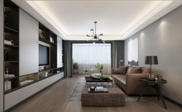 中建国际城127平米三居室现代简约风格设计方案效果图参考