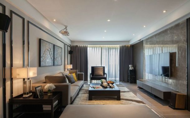 金地西沣公元143平米三居室现代简约风格设计方案效果图参考