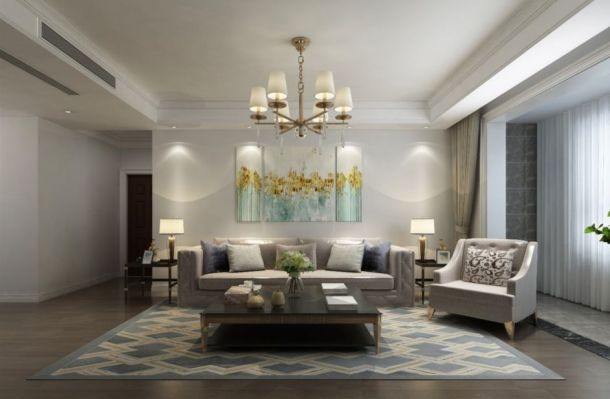 金地西沣公元160平米三居室现代简约风格设计方案效果图参考