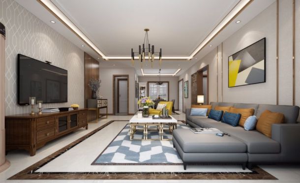 海德堡145平米三居室现代简约风格设计方案效果图