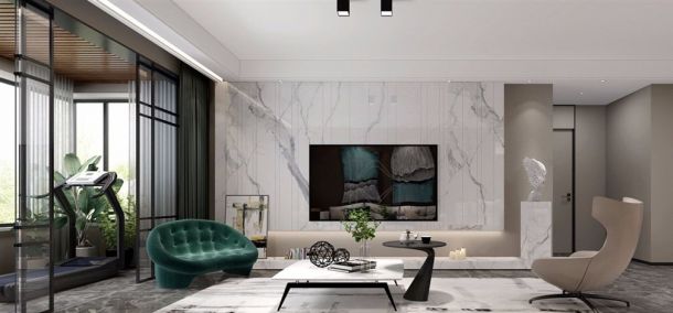 雅居乐御宾府165平米三居室现代简约风格设计方案效果图参考