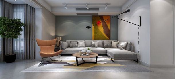 悦美国际120平米三居室现代简约风格设计方案效果图