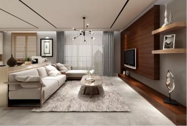 山水领秀130平米三居室现代简约风格设计方案效果图 参考