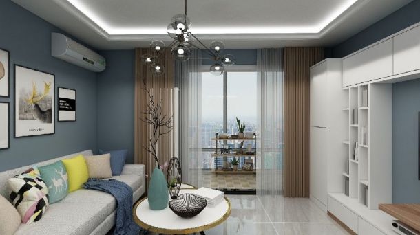 华清学府城89.6平米两居室现代简约风格设计方案效果图参考