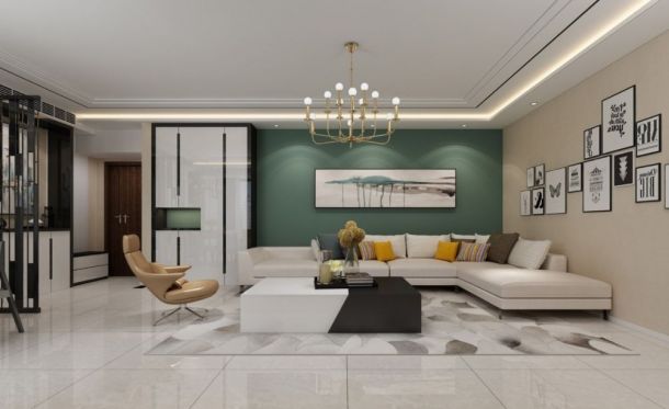 海德堡128平米三居室现代简约风格设计方案效果图参考