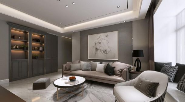 紫薇东进117平米三居室现代简约风格设计方案效果图参考