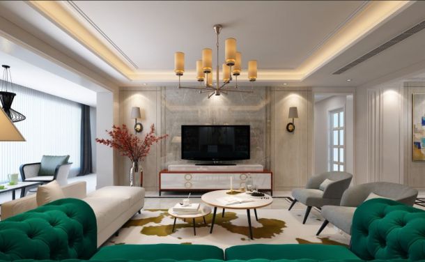 海伦国际140平米三居室简美风格设计方案效果图参考