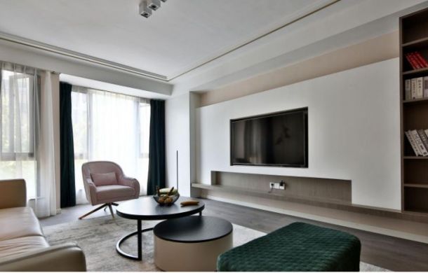 雅居乐湖居笔记130平米三居室现代简约风格设计方案效果图参考