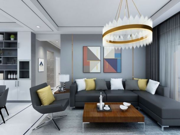 龙湖香醍124平米三居室现代简约风格设计方案效果图参考