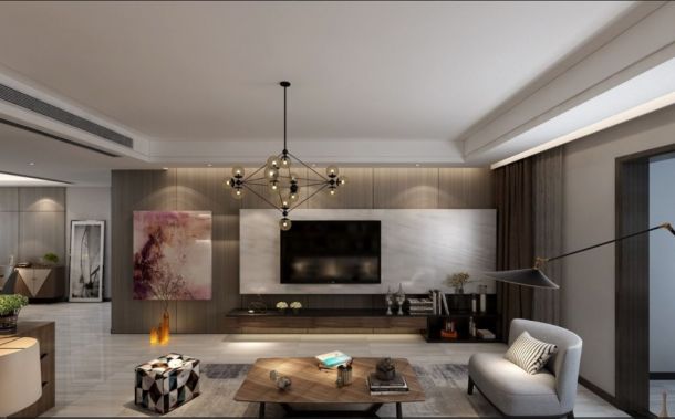 融侨城150平米三居室现代简约风格设计方案效果图参考