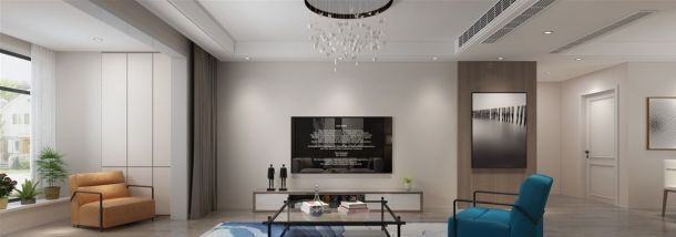 航天城130平米三居室现代简约风格设计方案效果图参考