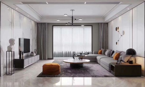 金地西沣公元137平米三居室现代简约风格设计方案效果图参考
