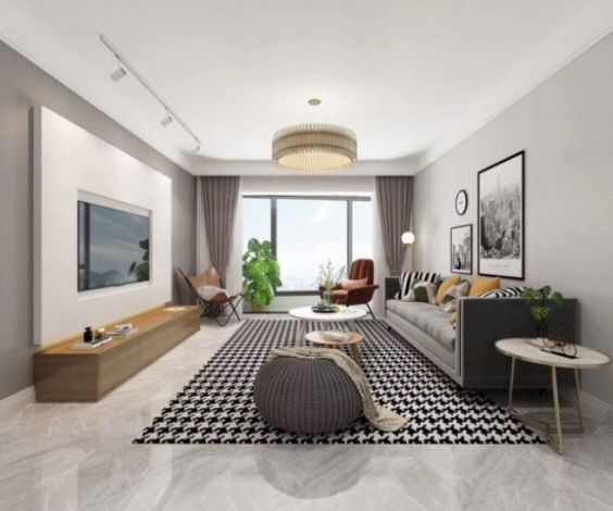 太乙城130平米三居室现代简约风格设计方案效果图参考
