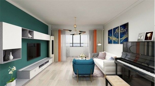 金叶缇香山100平米三居室现代简约风格设计方案效果图参考