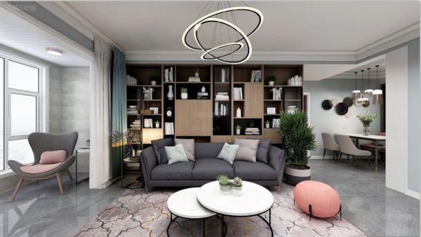 金域湾畔110平米三居室现代简约风格设计方案效果图参考