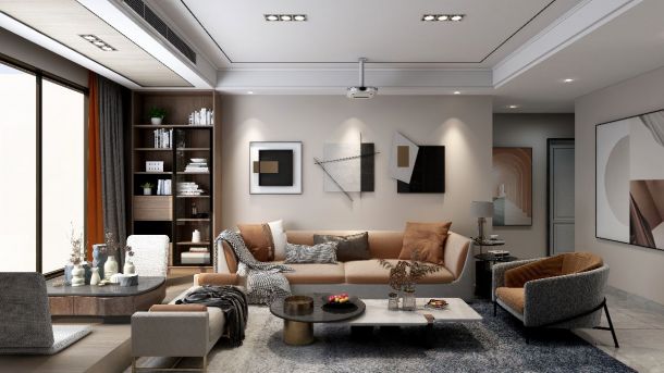 保利金香槟135平米三居室现代轻奢风格效果图参考