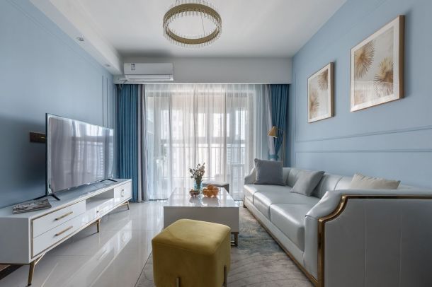 海璟台北湾108平三居室美式轻奢风格装修设计方案