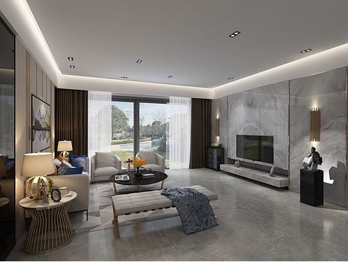 绿地骊山花城220平米四居室现代简约风格设计方案效果图