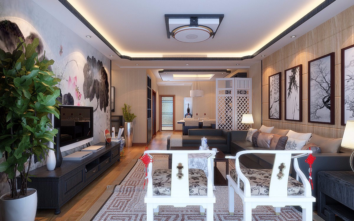 西安曲江观邸160平四居室-新中式风格