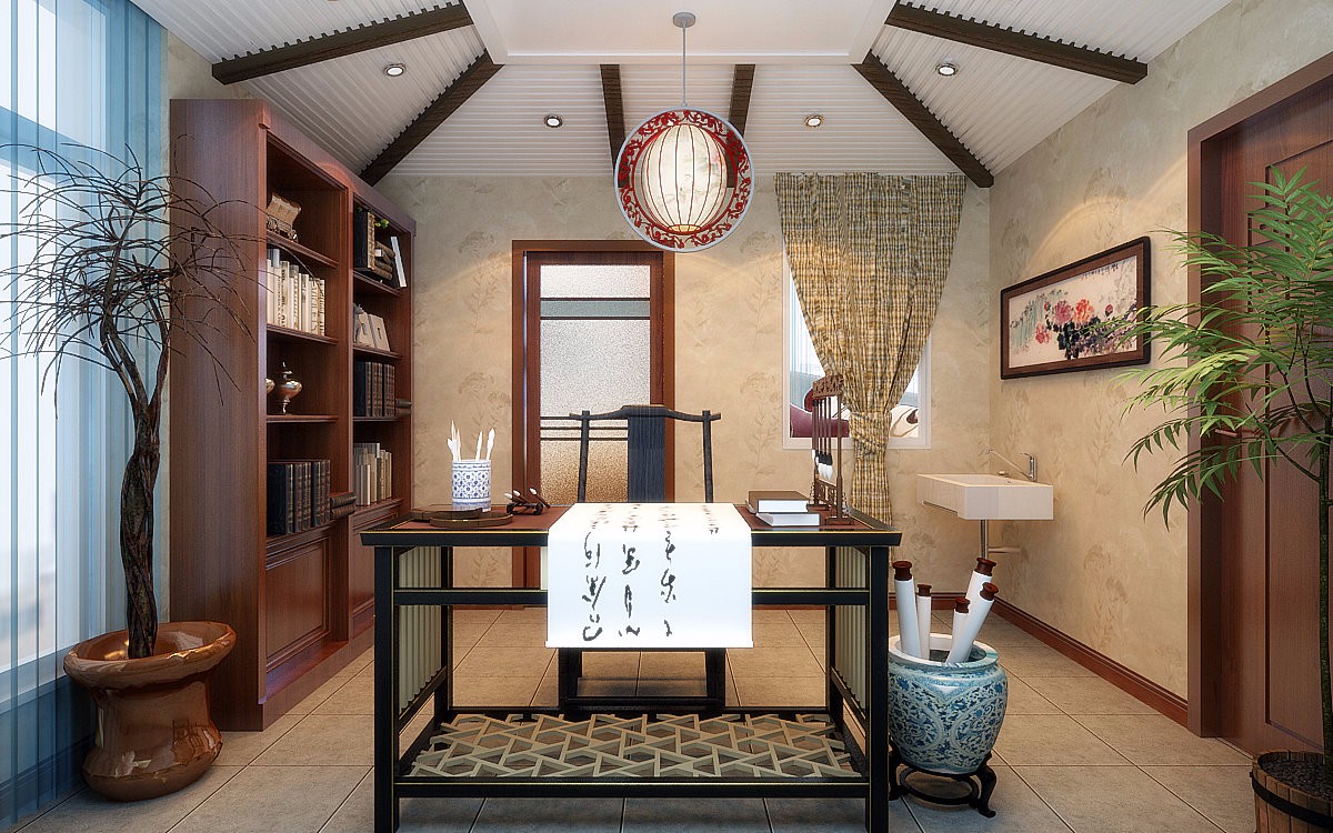 西安曲江观邸160平四居室-新中式风格